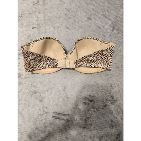 Aerie Size 34C Audrey Strapless Snake Print Bra Tan Black - Picture 2 of 4